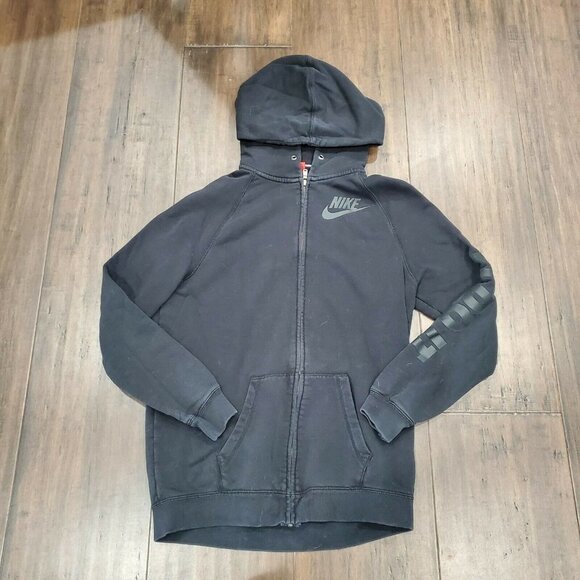 Nike Tops - VTG Nike Black Zip Up Hoodie Orange Tag Size Small Just Do It
